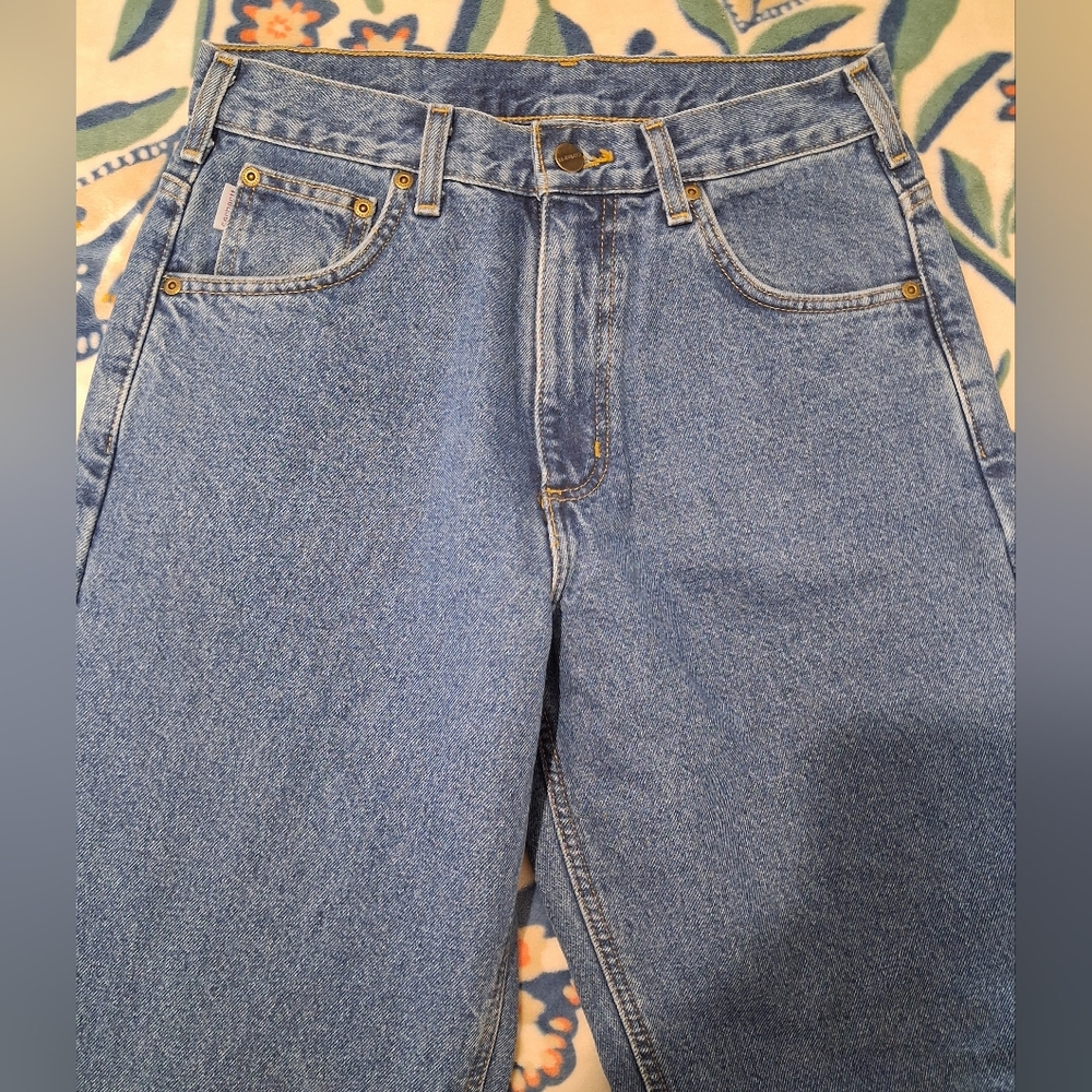 Carhartt Mens Winter Thermal Plaid Lined Blue Jeans Size 30x32 - Picture 4 of 16